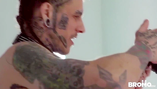 Inked Model Bo Sinn Fucks His Bald Photographer