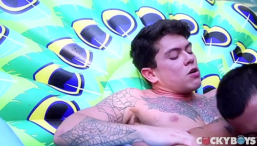 Clark Davis & Ricky Roman Bare Back Outdoors - Wild Cocky Boys