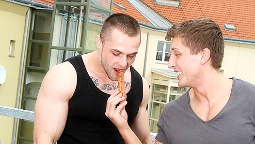 Hot Beefcakes Franc Zambo and Thomas Fuck Wildly on the Balcony