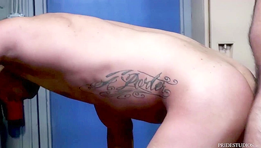 Muscular Hunks Hunter and Rikk Pound Each Other Raw in the Locker Room