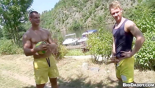 Volleyball Buddies Chris and Luc Fuck Wildly Outdoors