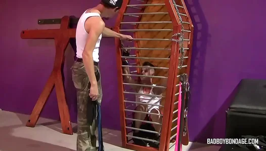 Merlin Handcuffed in Coffin Cage: Twink 18+ Submits to BDSM Domination