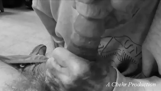 Slow Motion Cum Shots with Mature Grandpa Grizz in Intimate Gay Blowjob Scene