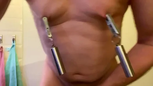 Gay Man Explores BDSM With Nipple Clamps In Intense Masturbation Session