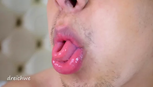 Latino Man Exploring Delicious Wet Tongue Fetish In Sexy Mouth Session