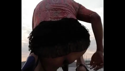 Gay Dildo Action: Lingerie–Wearing Twinks 18+ Get Naughty on the Roof