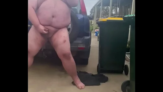 Chubby Chub Sucks Dildo Outdoors in Steamy Solo Session