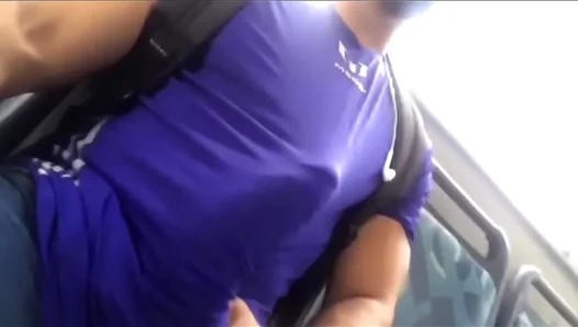 Big Muscled Hunk Shows Off His Massive Dick On The Bus