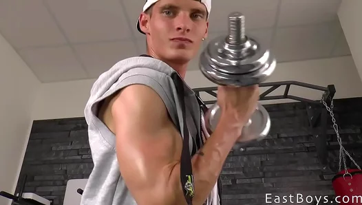 Alexander Dorch Flexes Muscles andJerks Off in Hot Web Cam Session