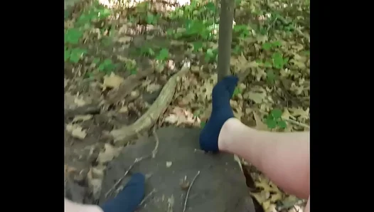 Exhibitionist Gay Cumshot Adventure In The Woods With Shaved Guy
