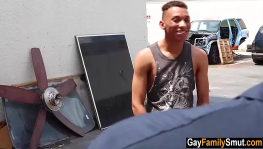 StepSon Gets Car Fixed by Fucking Stepdad in Taboo Gay Sex Scene