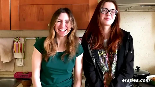 Felicia & Lina: Cute Ukrainian Couple Grind Intimately in Bedroom Lesbo Fun