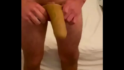 Gay Man Enlarges Cock with Dildo in Hot Masturbation Session