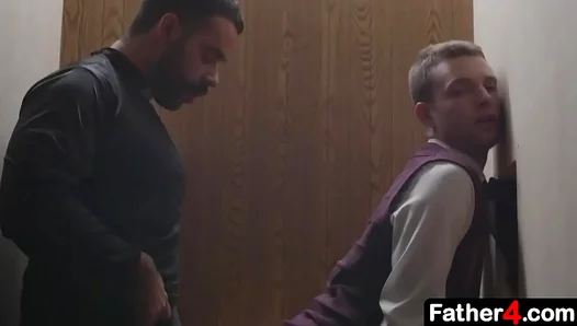 Young 18+ Twink 18+ Trusts Priest for Intense Bareback Taboo Action