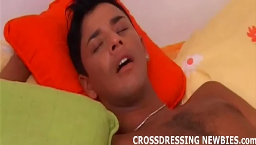 Skinny Crossdresser Embraces His Sissy Side in Steamy Lingerie Masturbation Scene