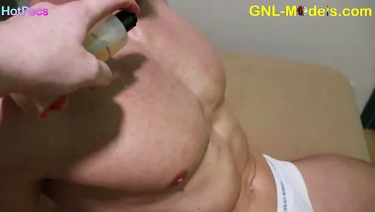 Sensual Pec Massage Turns Hot for muscular Guy in Steamy Nipple Play Session