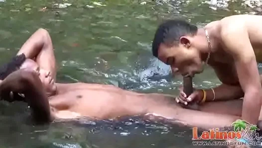 Latinos Heat Up Outdoor Anal Adventure with Passionate Sucking & Oral