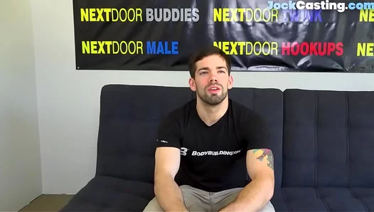 Inked Muscular Stud Strokes His Stiff Cock During Casting Audition