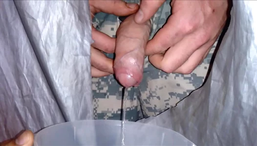 Army Soldier Enjoys Intense Glory Hole Pissing Action