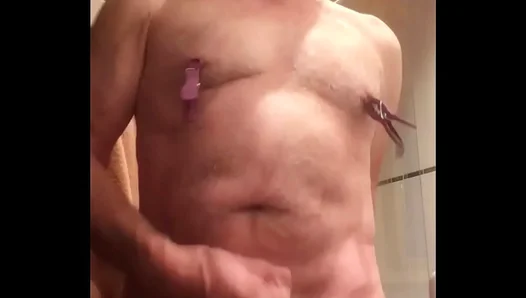 Erect Nipples and Intense Wanking in a Steamy Gay Masturbation Session