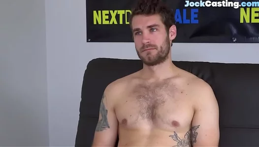 Inked Otter Wanks Slowly During Couch Casting Audition – Gay Solo