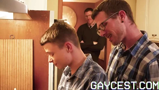 Austin’s First Wild Threesome with Step–Dad and Dad –