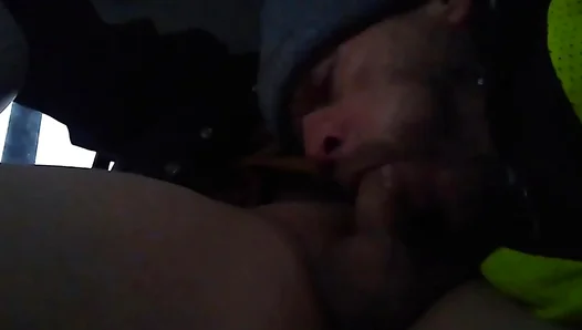 Morning Fun With Vocal Daddy Cumming in Amateur Car Blowjob Session