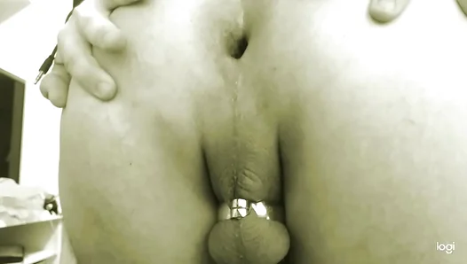 Horny Sissy Boi With Caged Pussy Tames the Dildo in Amateur Gay Fun