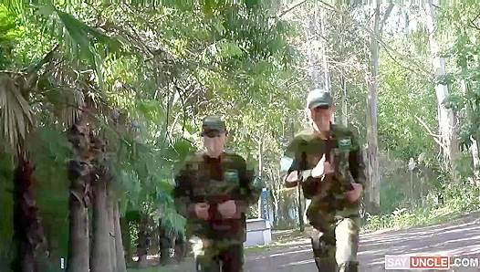 Hot Military Men - Frank, Sly, and Cecil Share a Cock