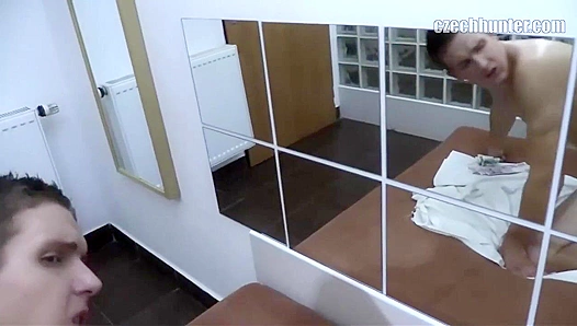 Loud Moans Echo as He Gets Fucked Sideways by the Mirror - XXX Gay