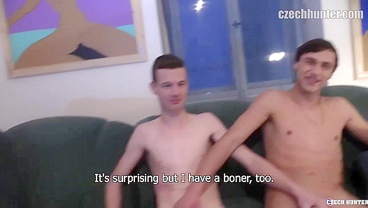 Two Young Czech Boys Battle for a Hard Cock - XXX Gay