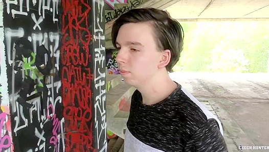 Cute Teen Twink with Soft Belly Fucks Publicly - XXX Gay