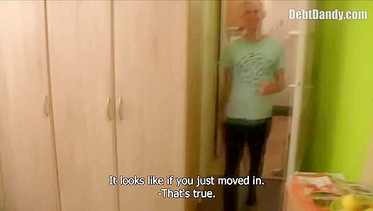 Horny Bald Hottie Spreads Long Legs for Hard Bang - Debt Dandy