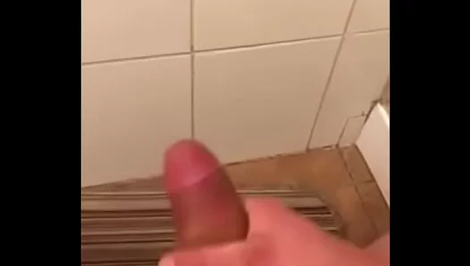 Horny Solo Gay Guy Cums Hard in Bathroom With Big Cock