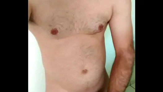 Horny Hairy Guy Shows Off His Curved Cock and Rolls in Direct Gay Action