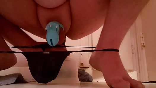 Sissy Fun With Dildo Masturbation In Chastity Play