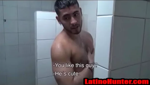 Latin Gym Shower Surprise – Sucking Straight Cock Gets Risky & Hot