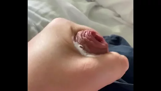 Big Cumshot Cleanup After Loads of Pre-Cum in Hot Gay Masturbation Scene