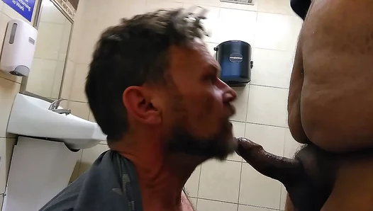 Chubby Colleague Gets Blown And Swallows Cum In Steamy Restroom Encounter