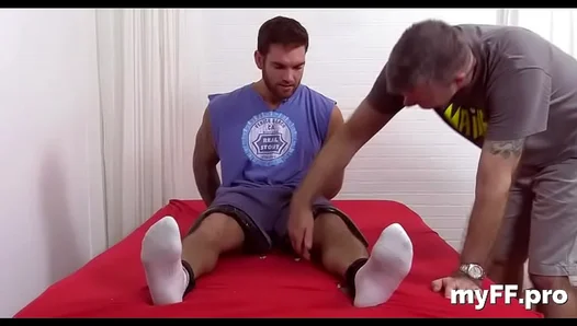 Muscular Gay Hunk Enjoys Fetish Solo with Foot Licks and Tickling Pleasure