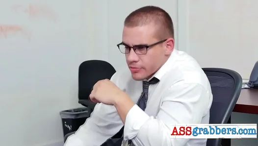 Hardcore Interracial Threesome – Big Cock Gay Studs Dominate at the Office