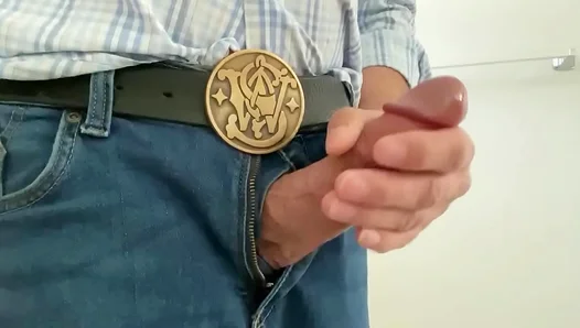 Big-Cock Solo Fun – Jerking Off With A New Belt Buckle