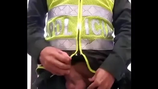 Uniformed Cop Reveals His Cock in Raw Amateur Gay Action