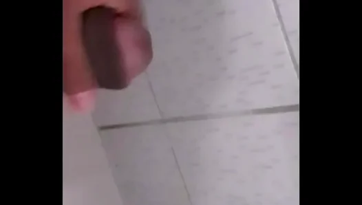 Big Cock Brazilian Stud Cums Hard In Public Bathroom Scene