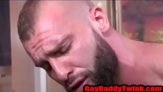 Bearded Man Takes On Hairless Blonde Teen 18+ In Steamy BarebackGay Scene