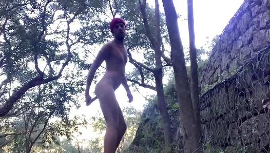 Naked Guy Enjoys Dildo Fun Outdoors In PublicGayExhilarating Scene