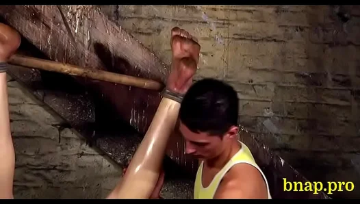 Excited Homosexual Enjoys Intense BDSM Bondage Teasing Session