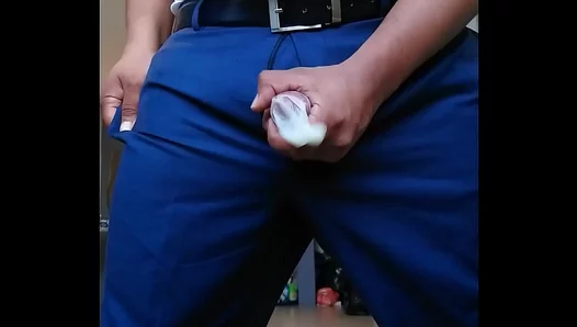 Rich Man in Suit Enjoys Solo Gay Sex Session in the Office