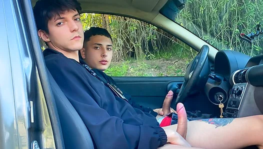 Horny Twink 18+ Picks Up Sexy Passenger for Unexpected Raw Fuck Ride