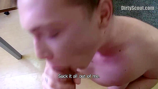 Amateur Hottie Takes Huge Cumshot After Rough Anal - Dirty Scout